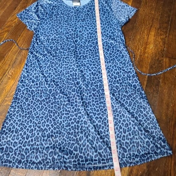 Vintage 90s Y2K Blue Leopard Edgy Punk Tie Waist Mini Dress - Picture 11 of 12